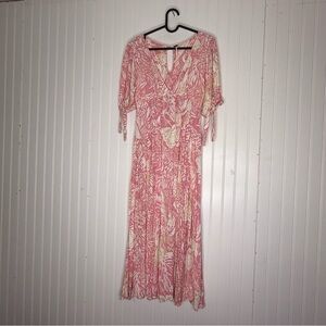 Free People Forever Always Midi Dress in Pink Combo Size 2